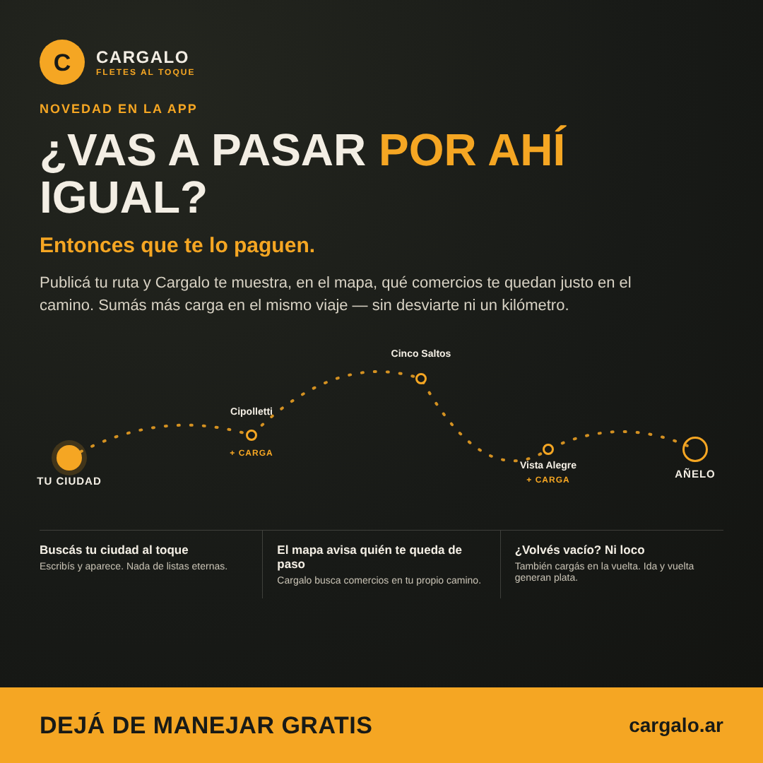 Rutas fijas: sumá carga de las ciudades que te quedan de paso